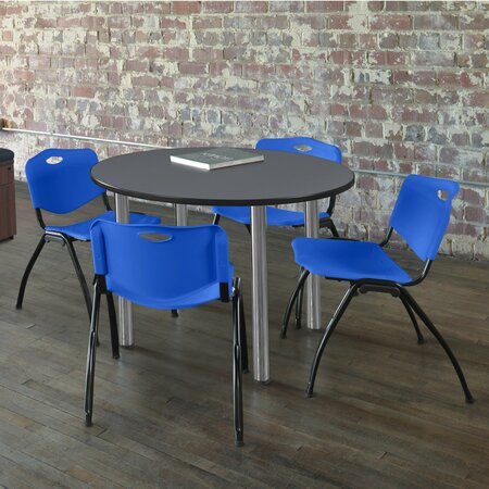 KEE Round Tables > Breakroom Tables > Kee Round Table & Chair Sets, 36 W, 36 L, 29 H, Grey TB36RNDGYBPCM47BE